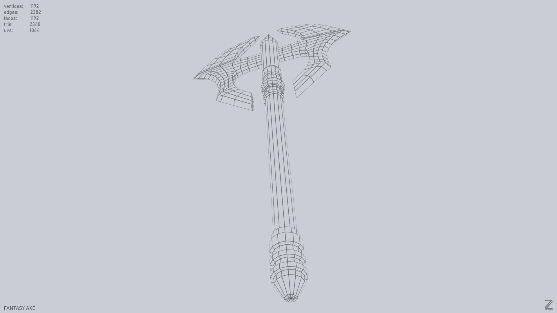 Fantasy axe Low-poly 3D model_12