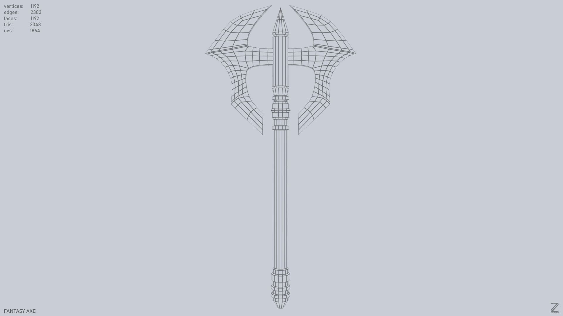 Fantasy axe Low-poly 3D model_8