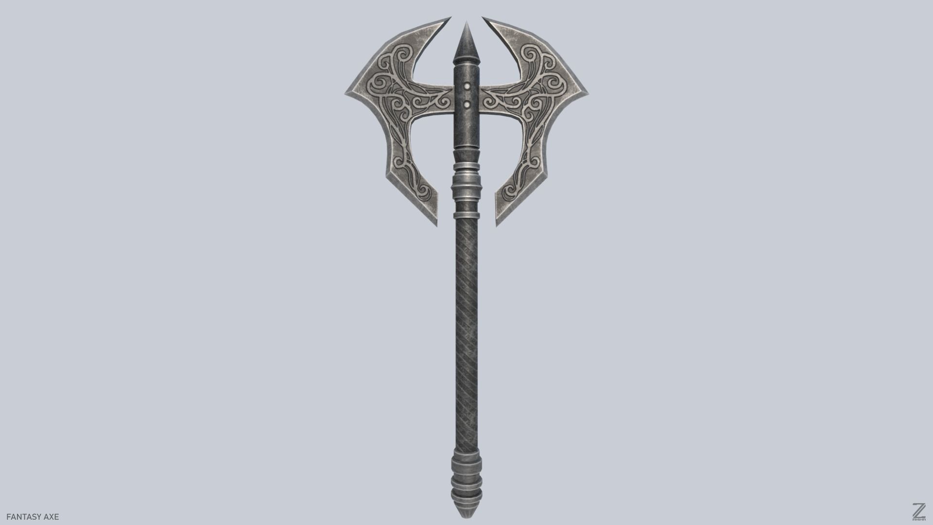 Fantasy axe Low-poly 3D model_1