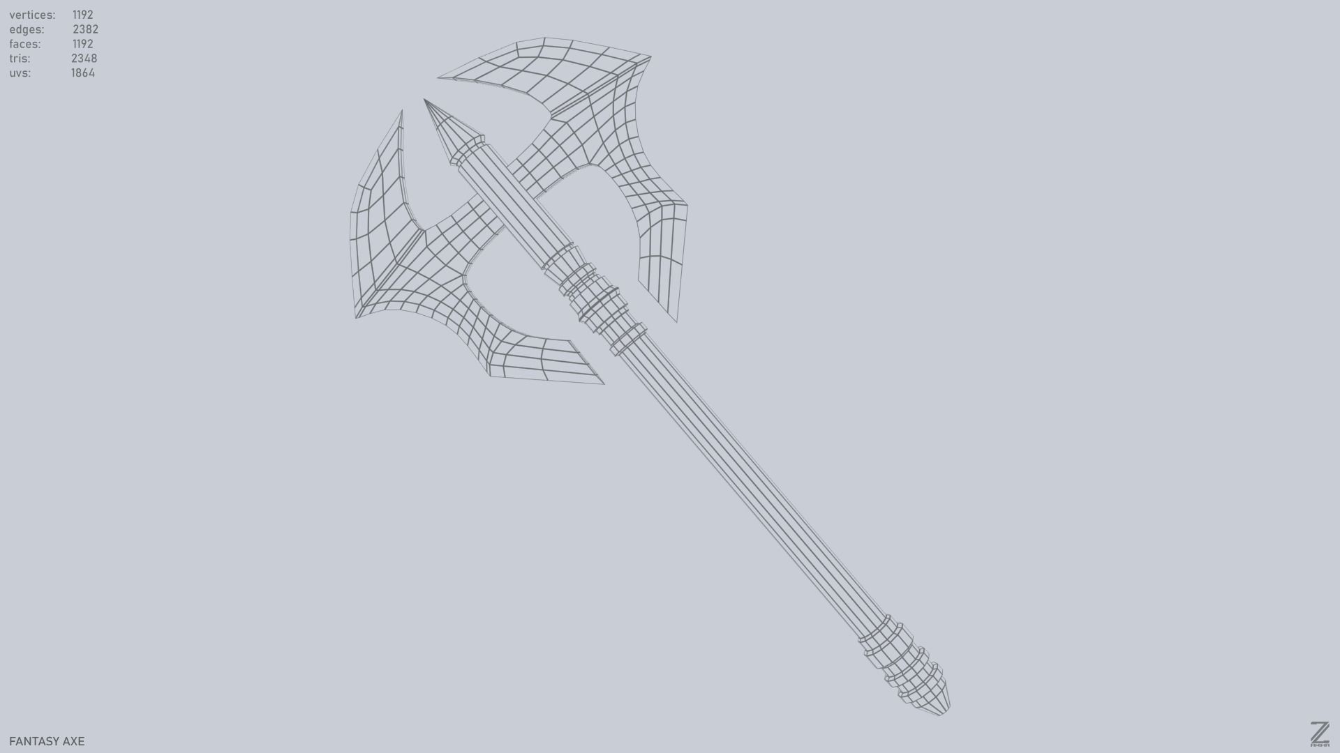 Fantasy axe Low-poly 3D model_9