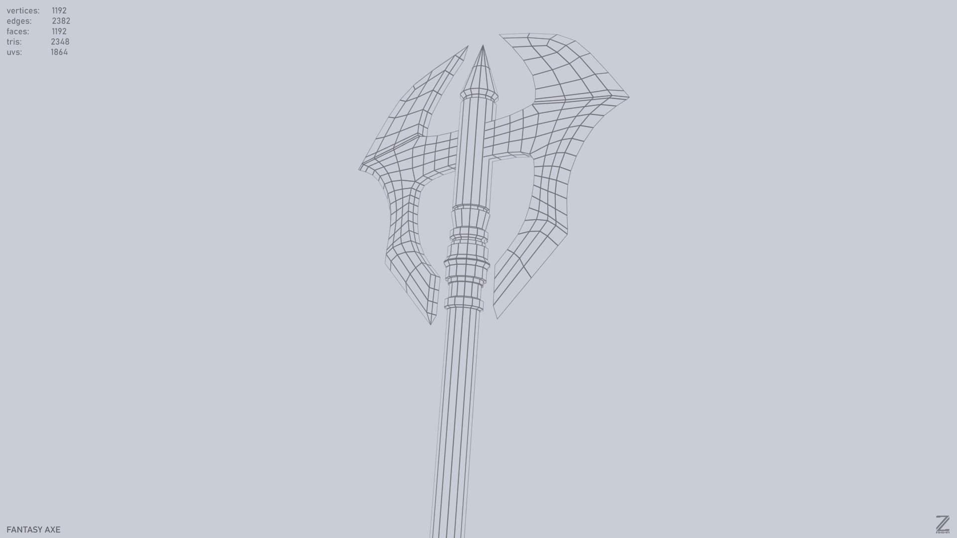 Fantasy axe Low-poly 3D model_11