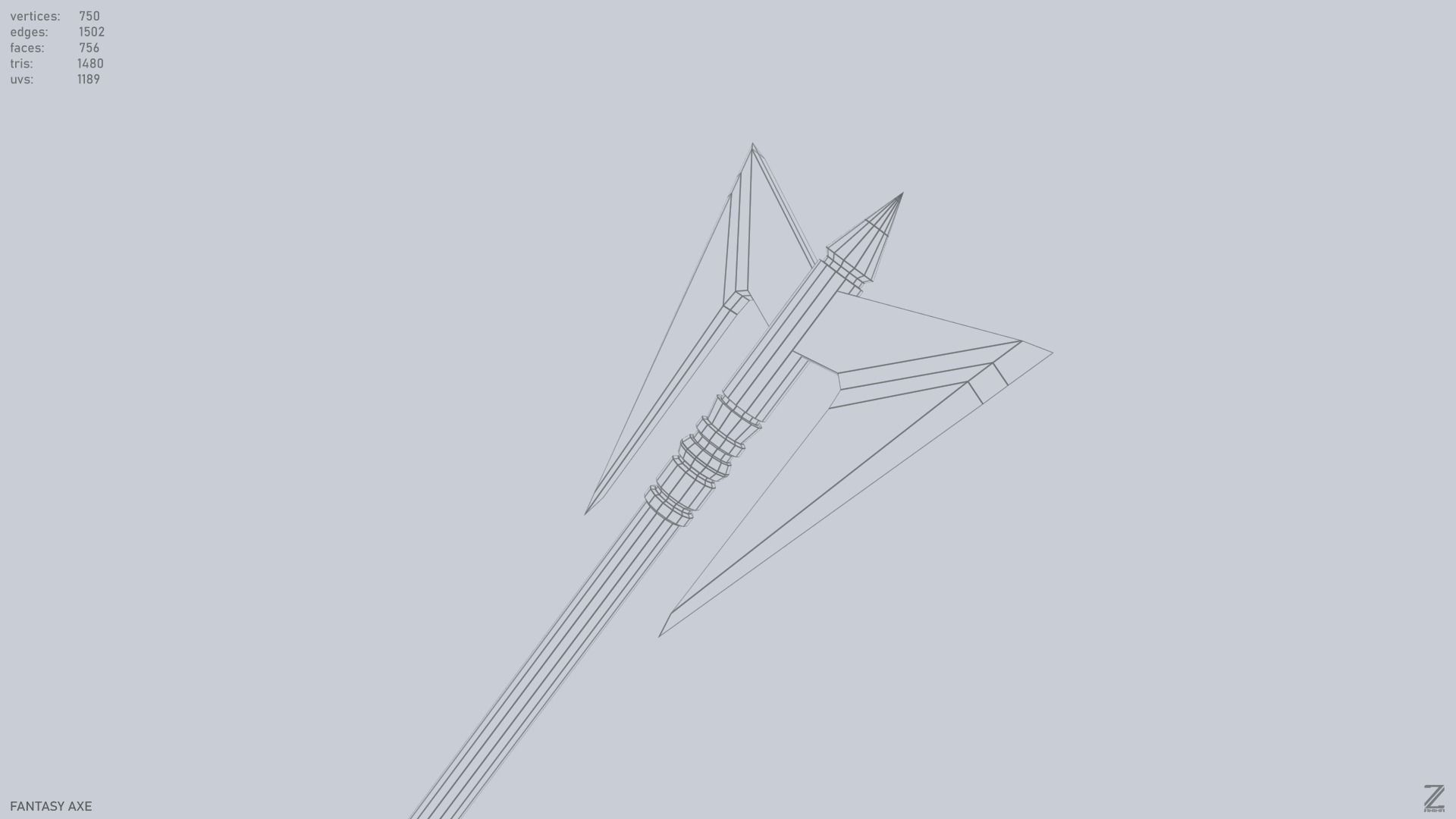 Fantasy axe Low-poly 3D model_14