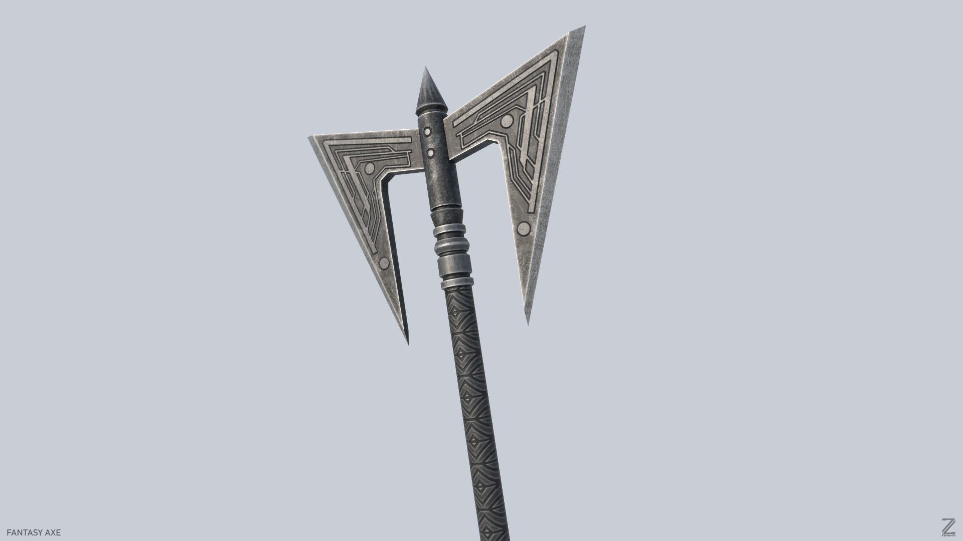 Fantasy axe Low-poly 3D model_4