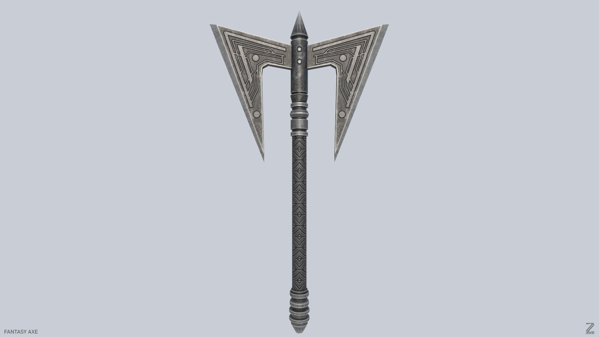 Fantasy axe Low-poly 3D model_1