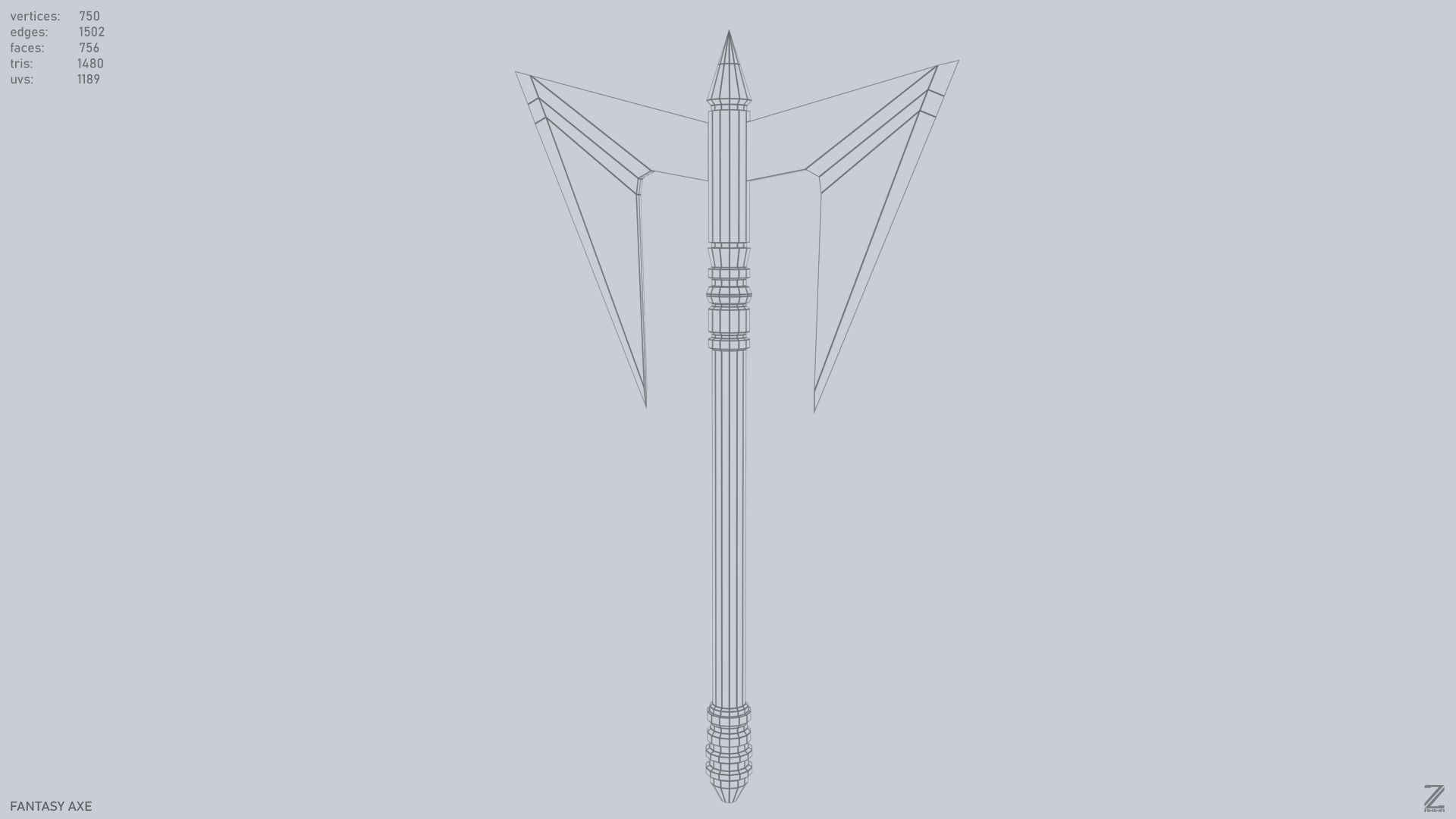 Fantasy axe Low-poly 3D model_8