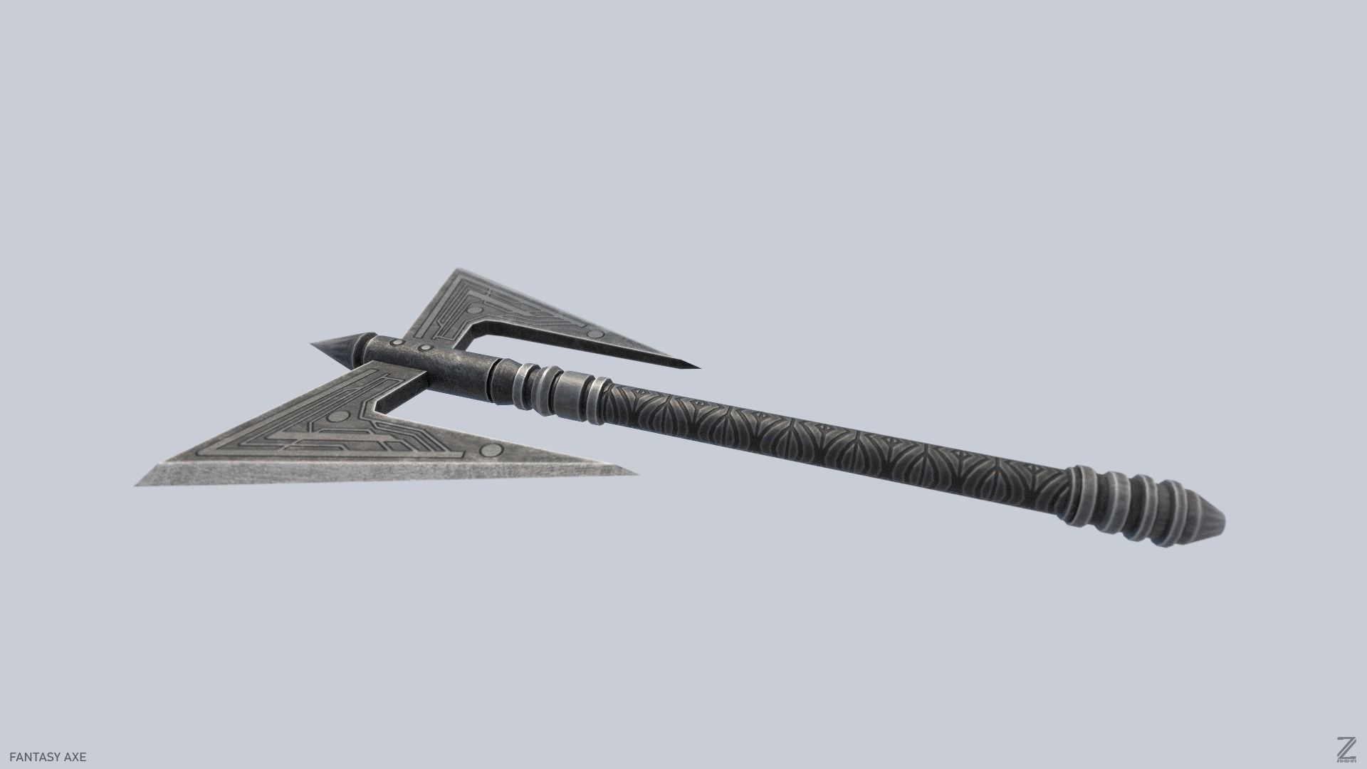 Fantasy axe Low-poly 3D model_6