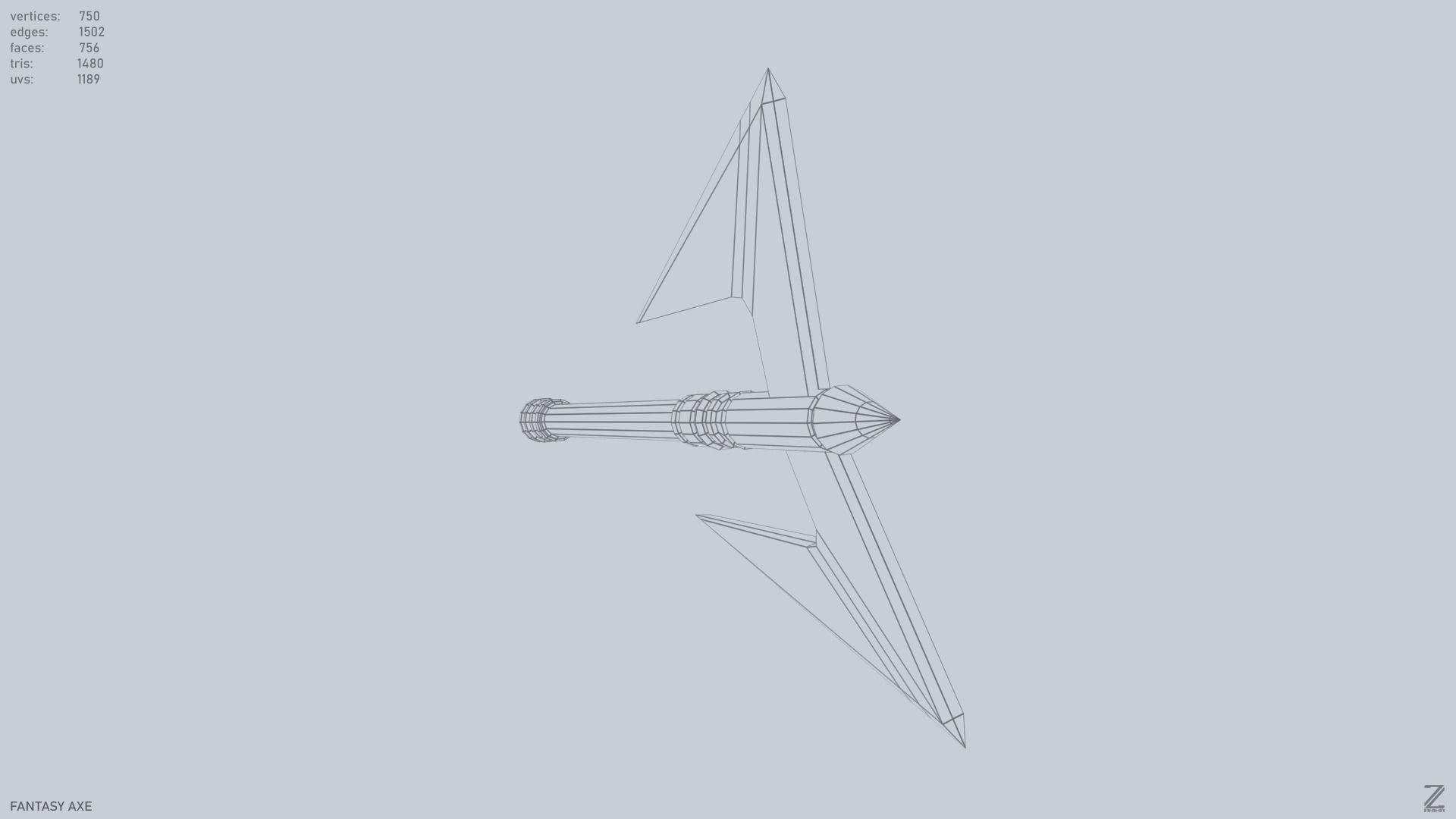 Fantasy axe Low-poly 3D model_13