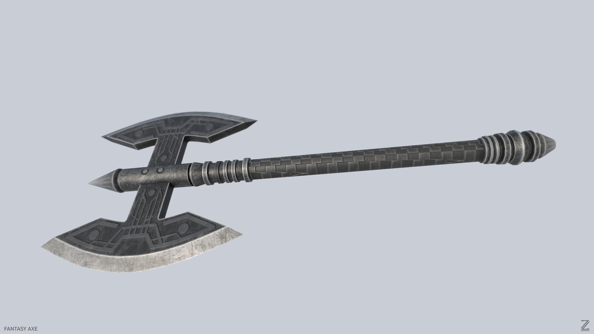 Fantasy axe Low-poly 3D model_5