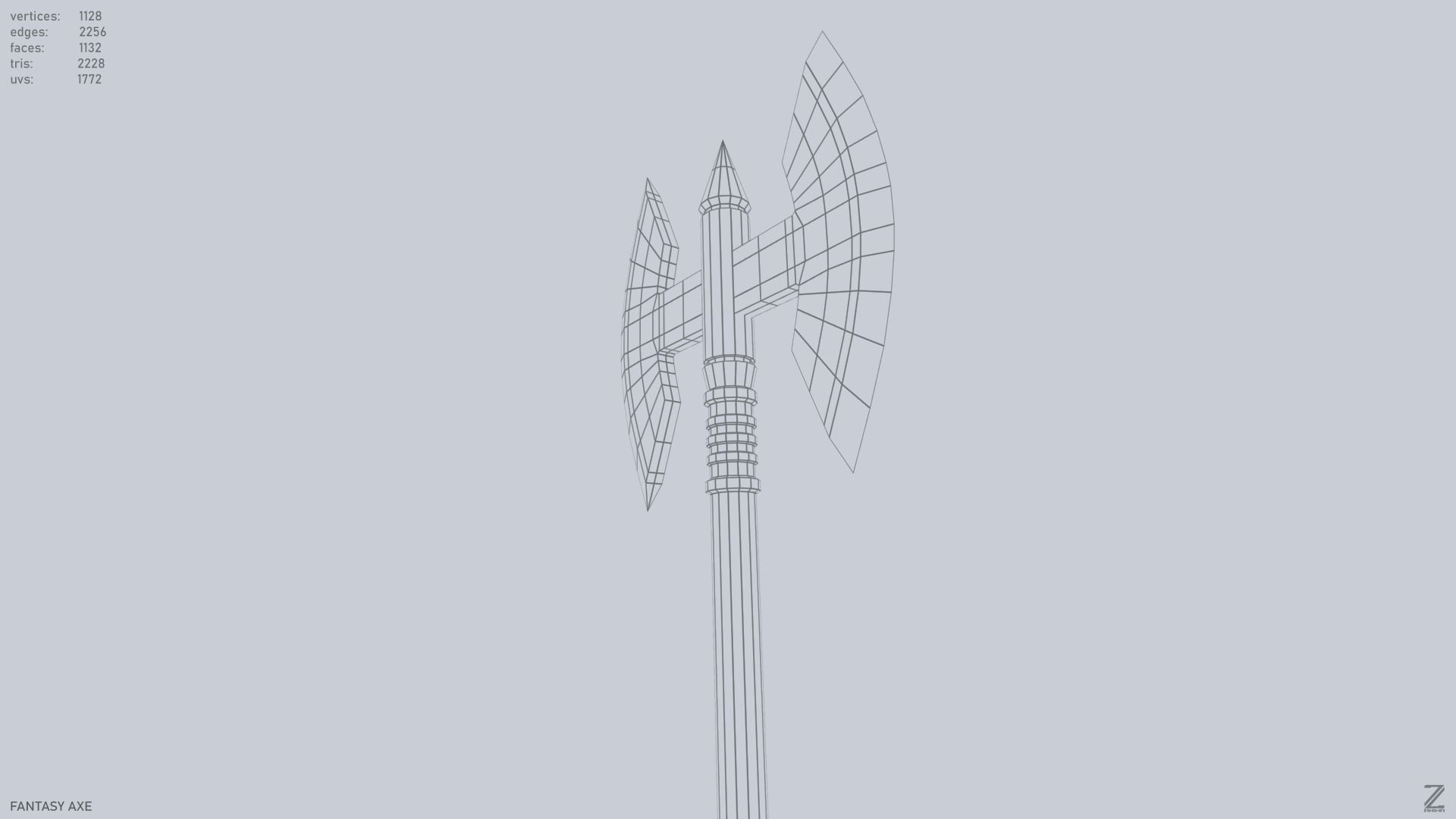 Fantasy axe Low-poly 3D model_11