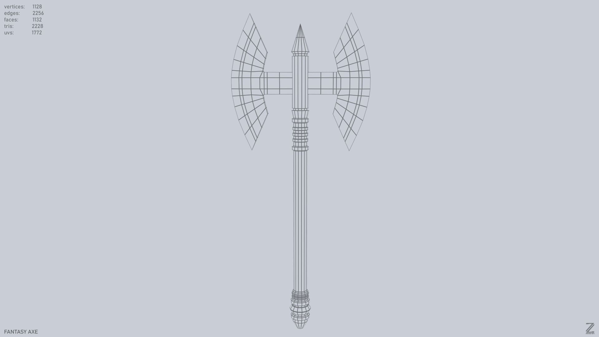 Fantasy axe Low-poly 3D model_8