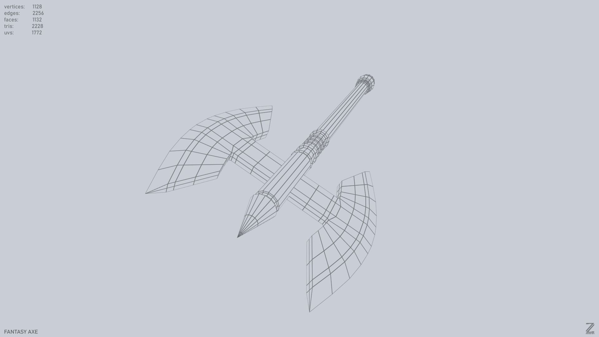 Fantasy axe Low-poly 3D model_13