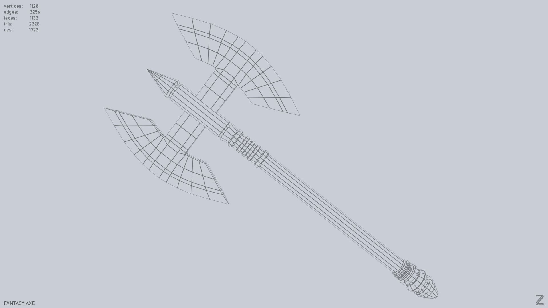 Fantasy axe Low-poly 3D model_10