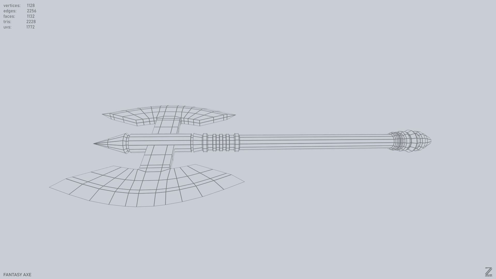 Fantasy axe Low-poly 3D model_12