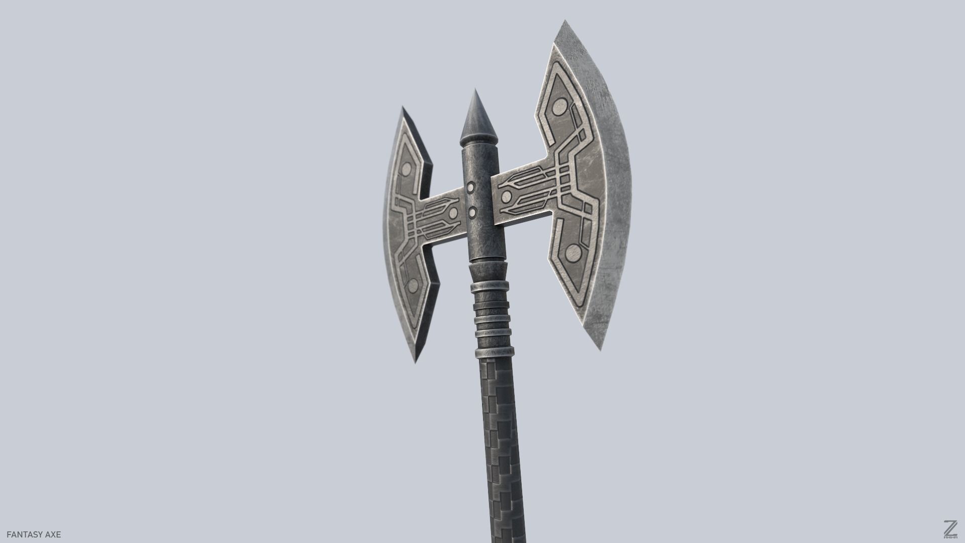 Fantasy axe Low-poly 3D model_4