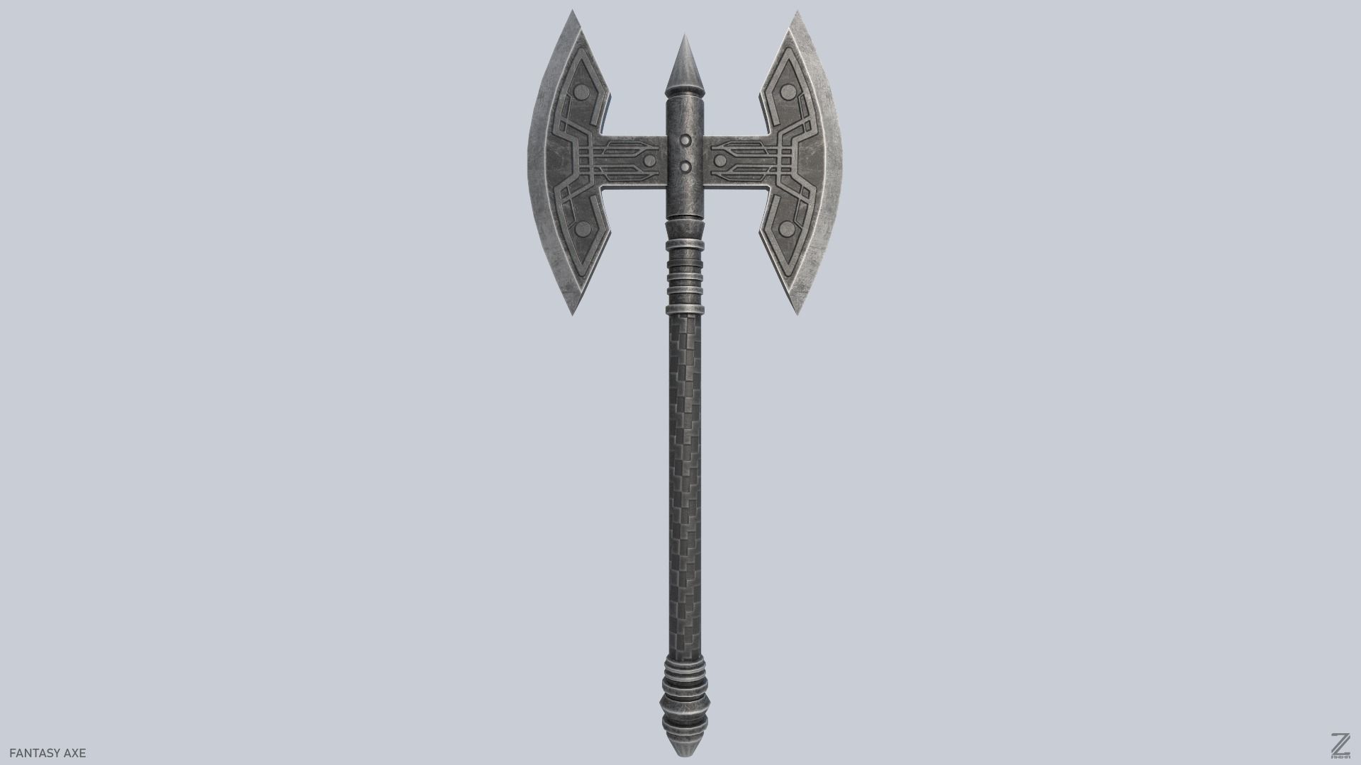 Fantasy axe Low-poly 3D model_1