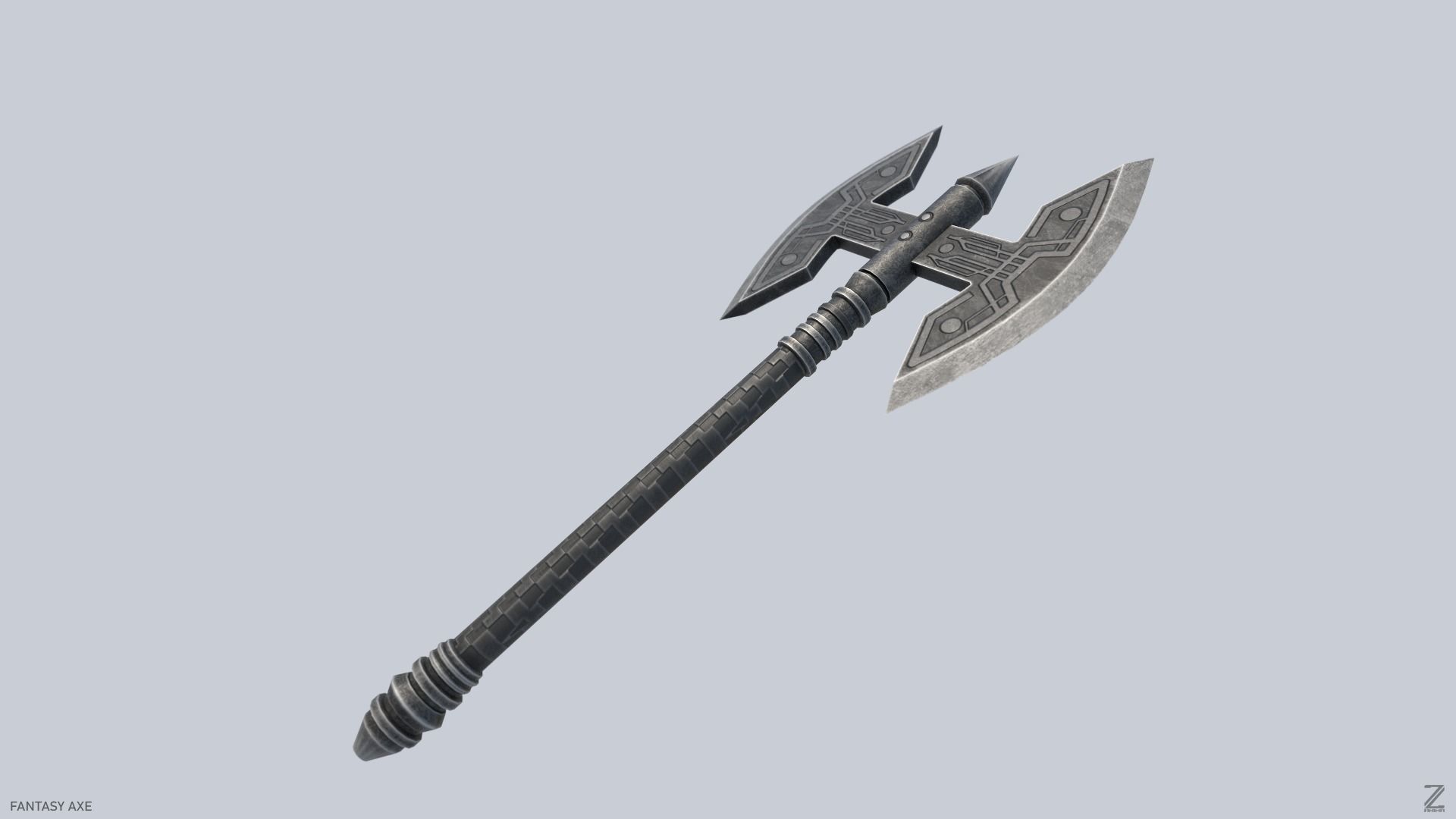 Fantasy axe Low-poly 3D model_6