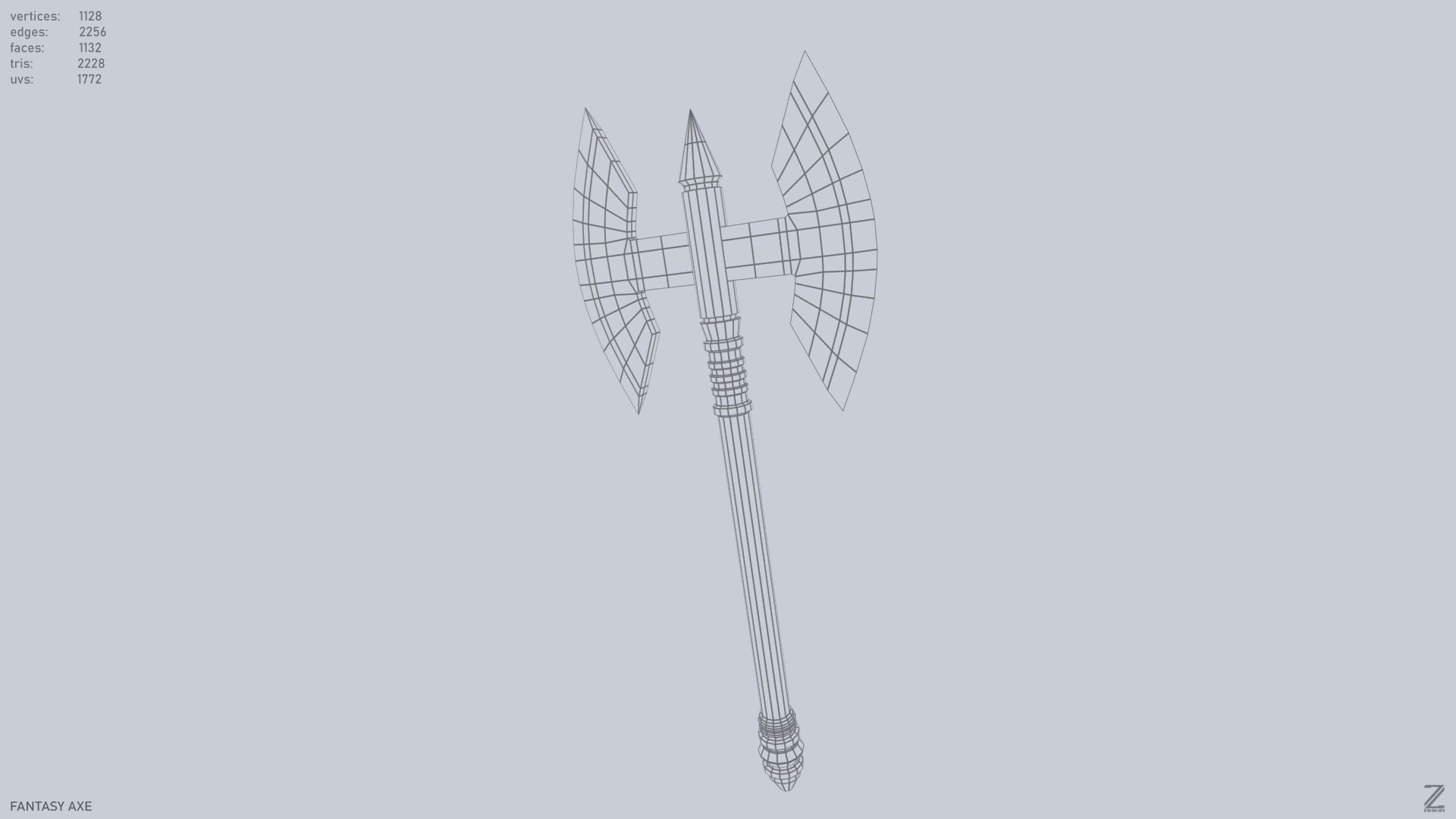 Fantasy axe Low-poly 3D model_14