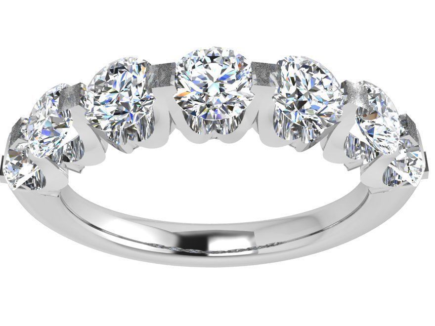 7-stone round diamond ring 3D print model 3723 3D print model_2