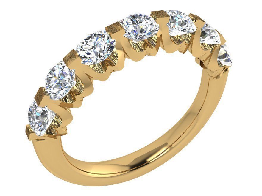 7-stone round diamond ring 3D print model 3723 3D print model_1