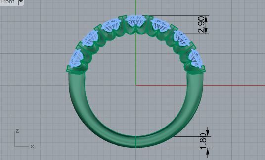 7-stone round diamond ring 3D print model 3723 3D print model_5