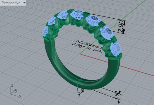 7-stone round diamond ring 3D print model 3723 3D print model_7