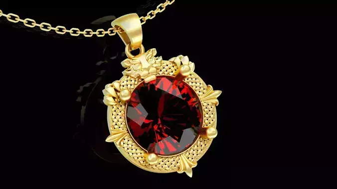Diamond Guard Lion pendant jewelry gold necklace medallion 3D print model