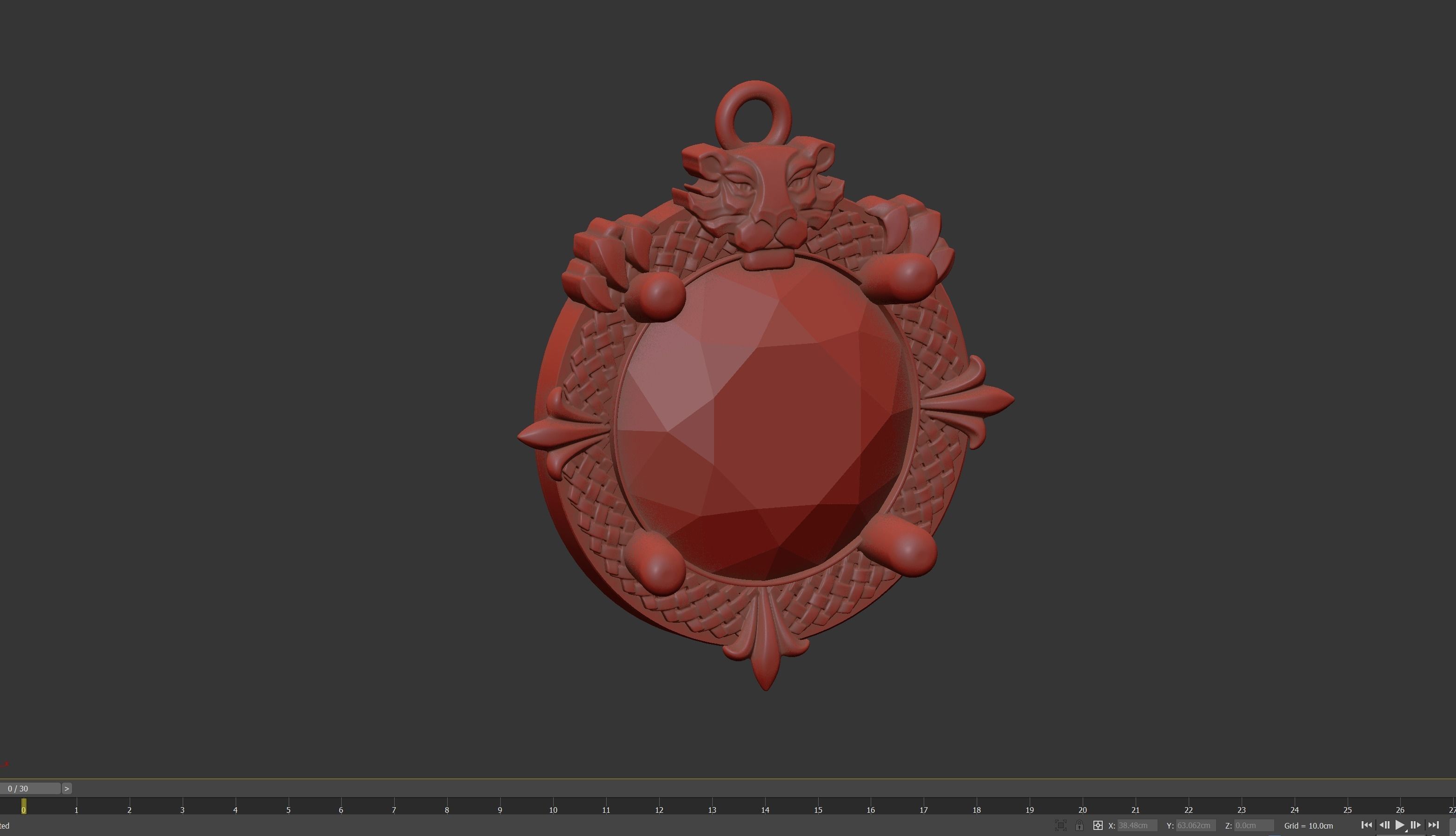 Diamond Guard Lion pendant jewelry gold necklace medallion 3D print model_5