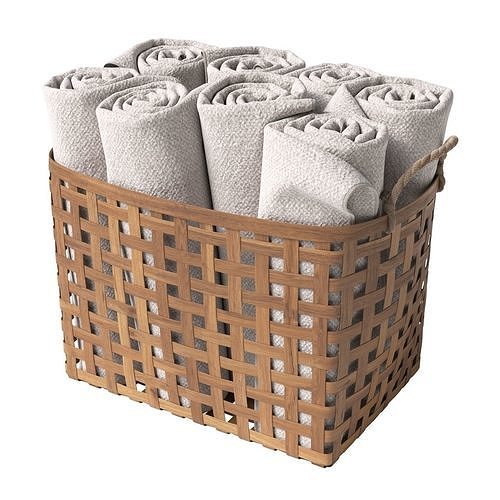 Basket with towels 3D model