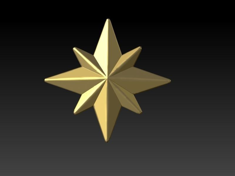 3D 8 Pointed North Star Pendant Charm Necklace Jewelry 3D print model_6