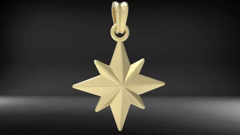 3D 8 Pointed North Star Pendant Charm Necklace Jewelry 3D print model_0