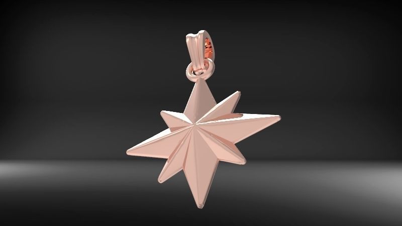 3D 8 Pointed North Star Pendant Charm Necklace Jewelry 3D print model_9