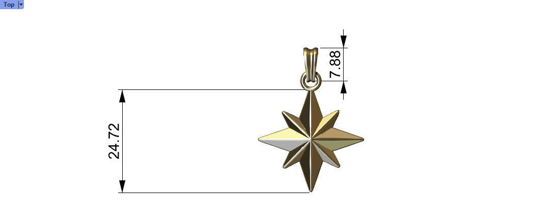 3D 8 Pointed North Star Pendant Charm Necklace Jewelry 3D print model_17