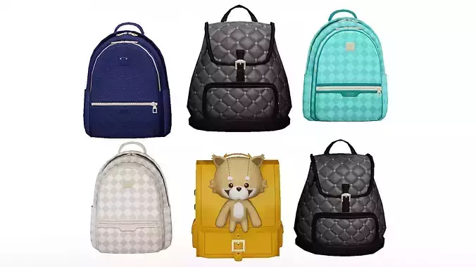 Stylized Anime Bags for male and female characters Low-poly 3D model