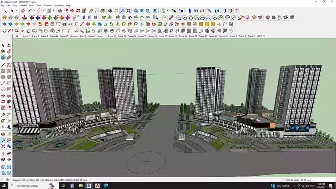 Sketchup Shopping mall with apartments 