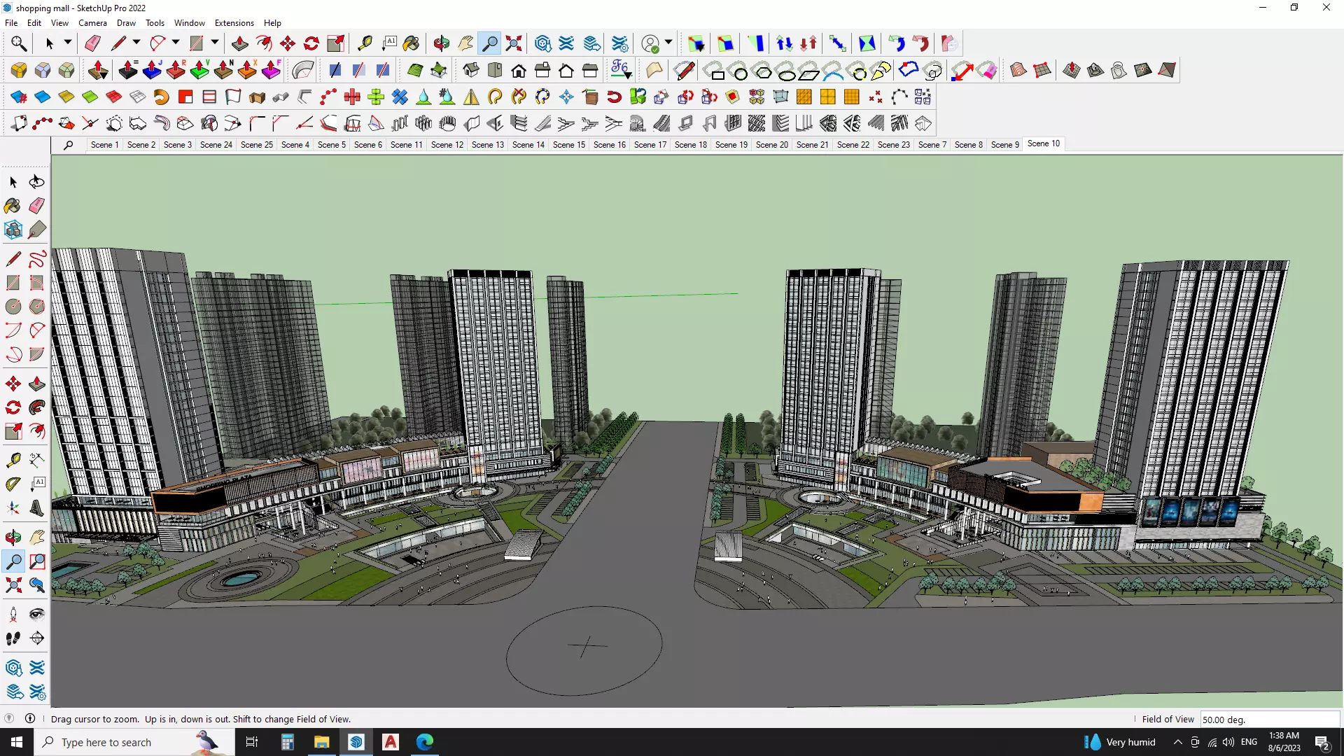 Sketchup Shopping mall with apartments  3D model_0