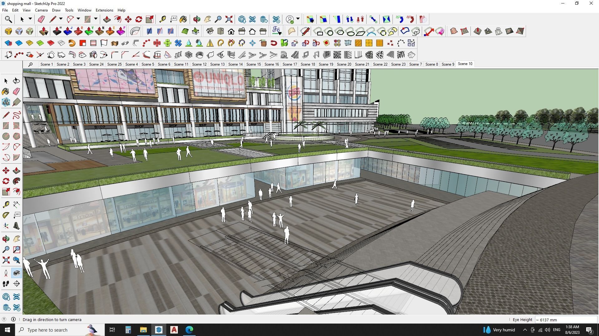 Sketchup Shopping mall with apartments  3D model_7