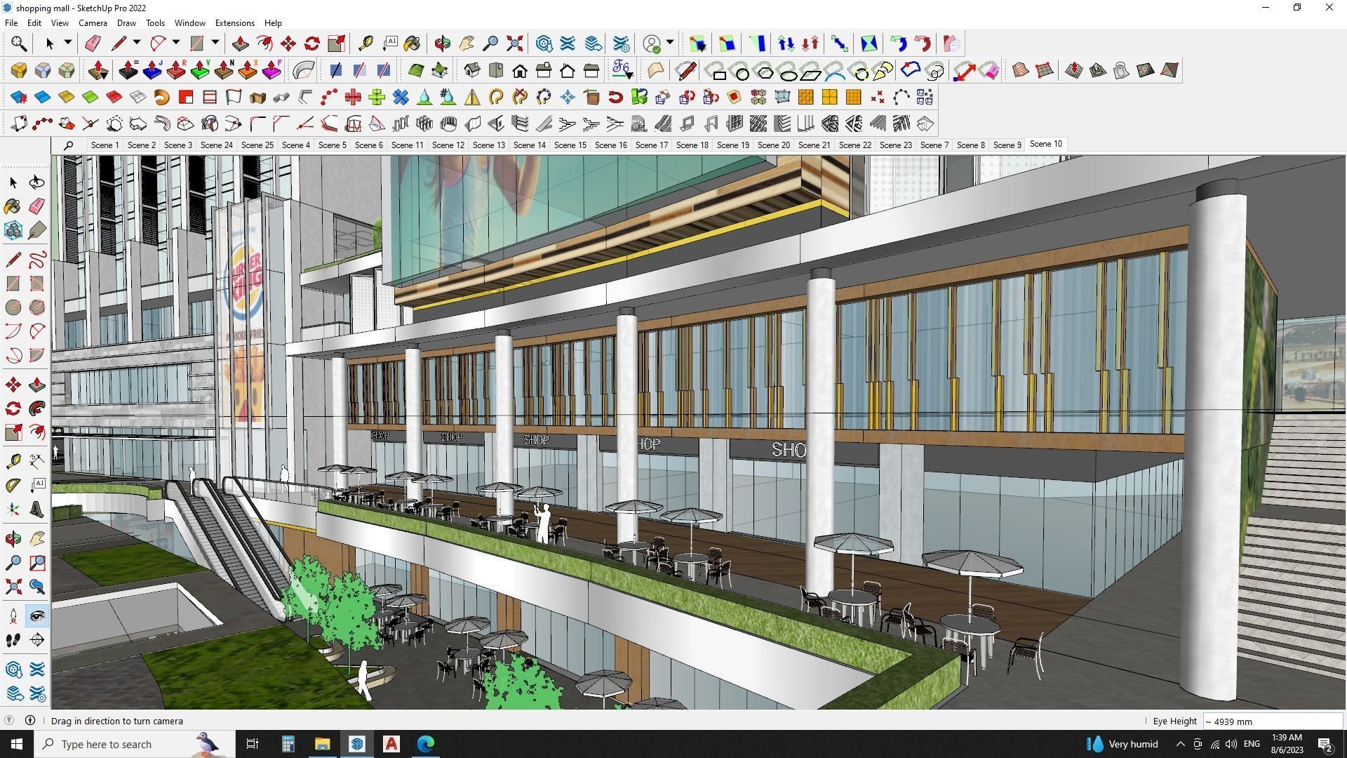 Sketchup Shopping mall with apartments  3D model_1