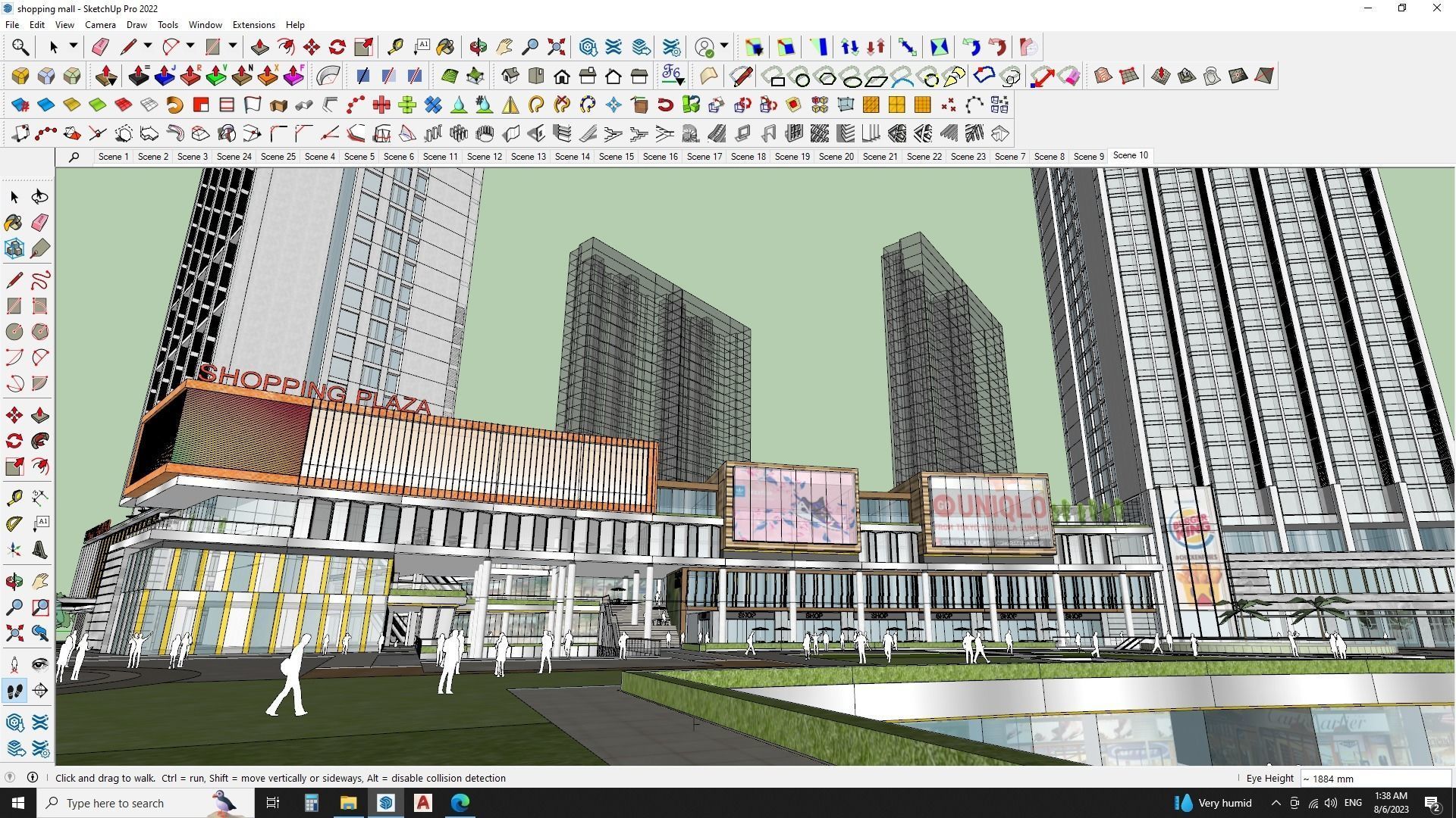 Sketchup Shopping mall with apartments  3D model_6