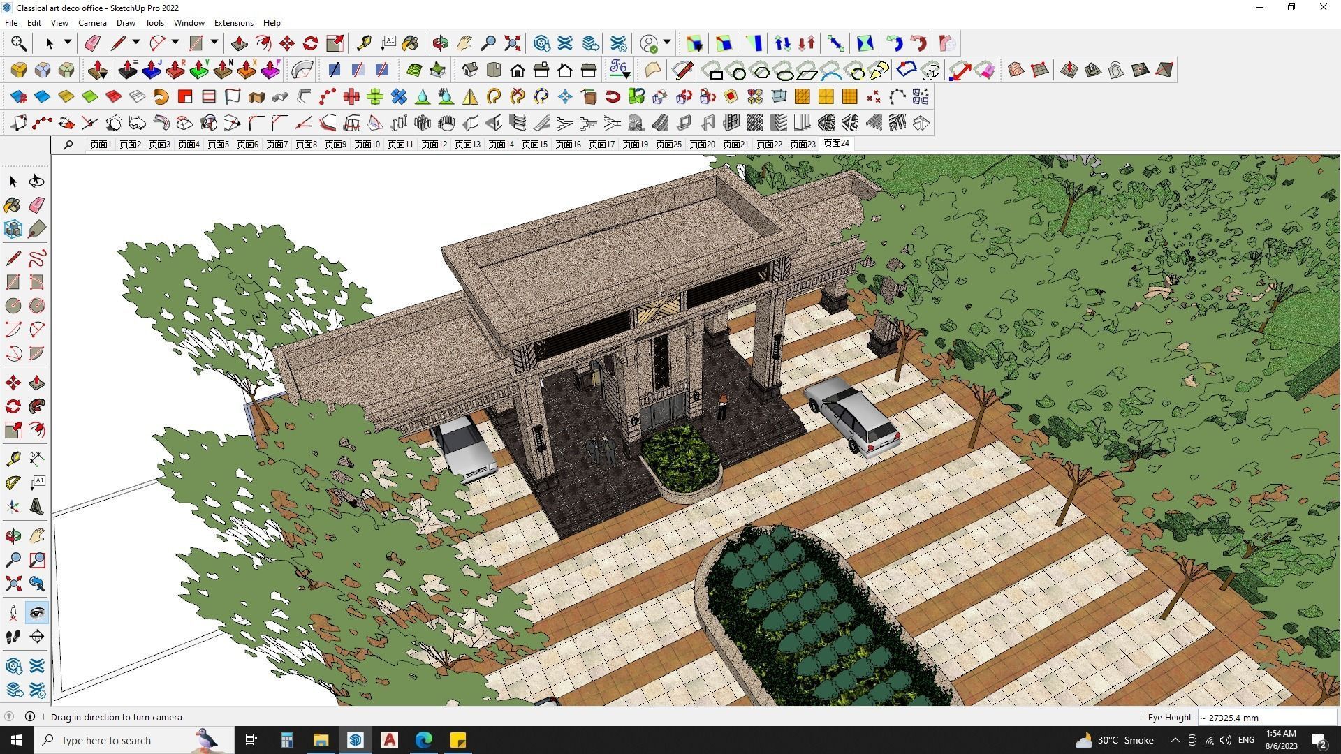 Art deco office building with theme park sketchup model 3D model_6