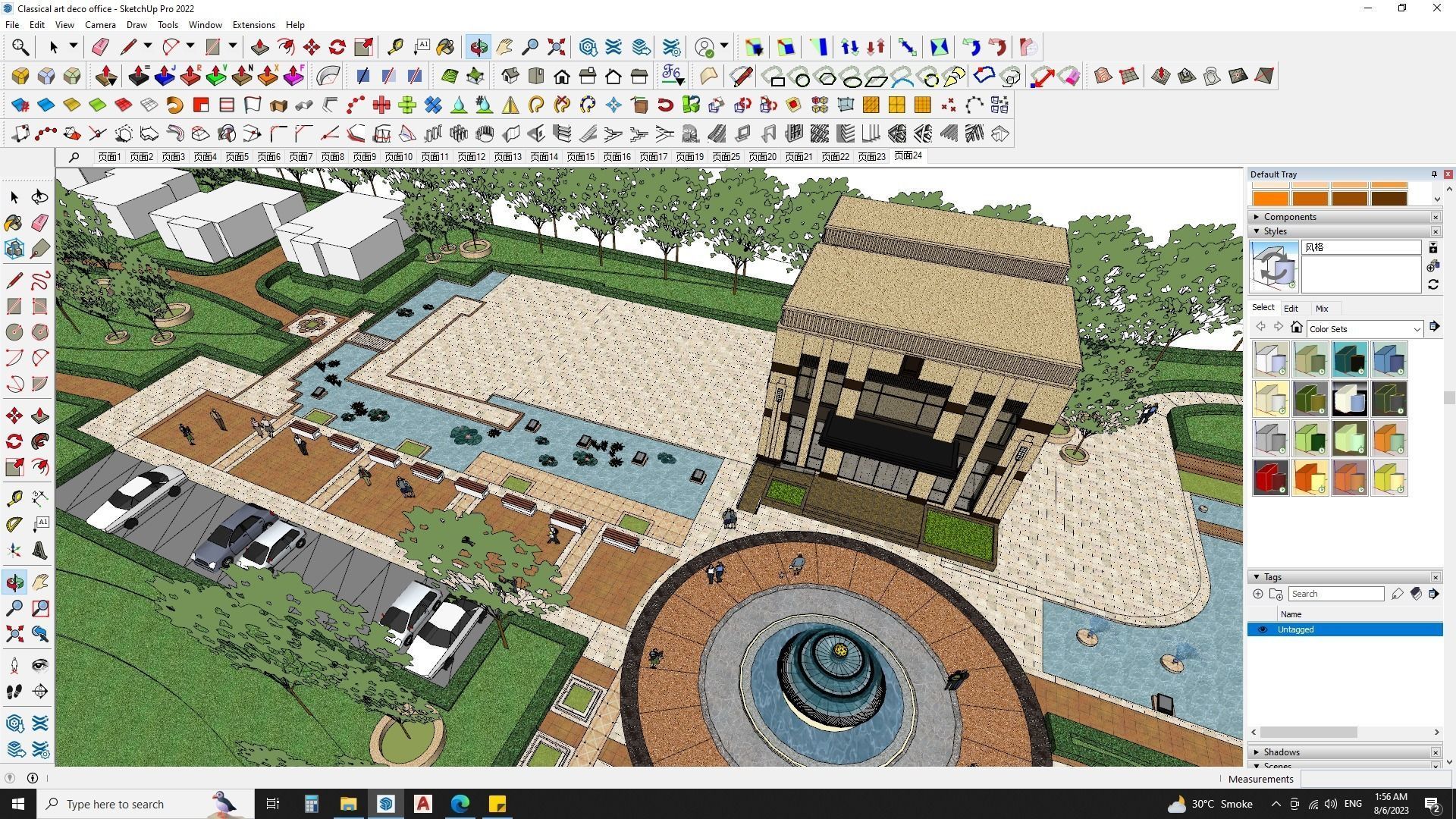 Art deco office building with theme park sketchup model 3D model_2