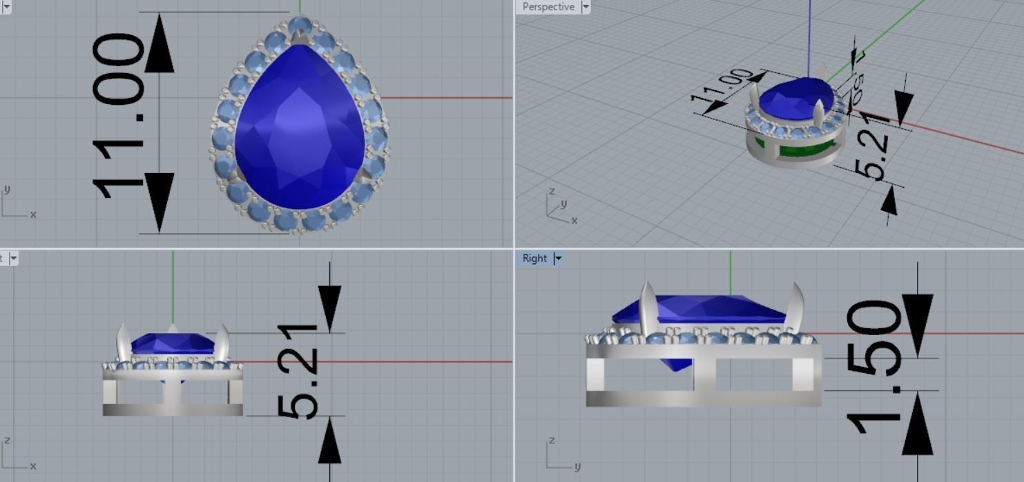 pendant with stones 3D print model_6