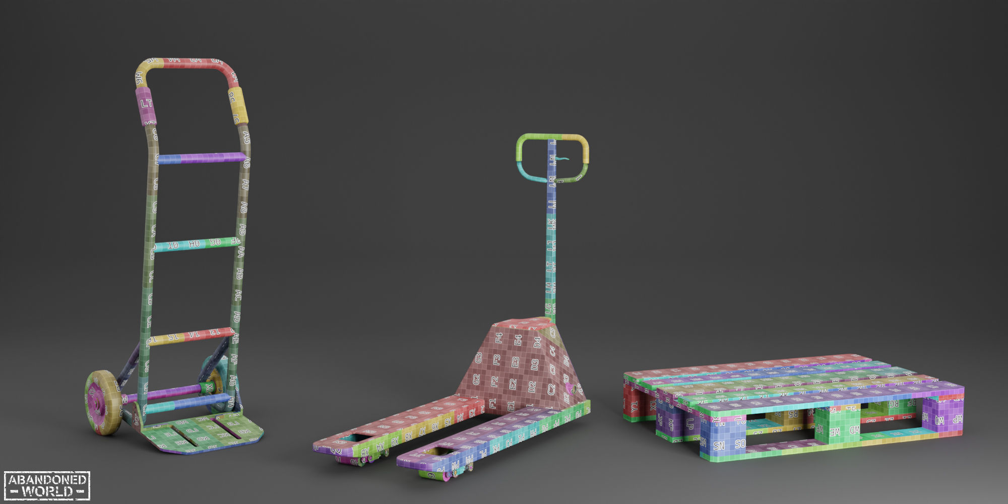 Pallet Jack and Warehouse Equipment Low-poly 3D model_24