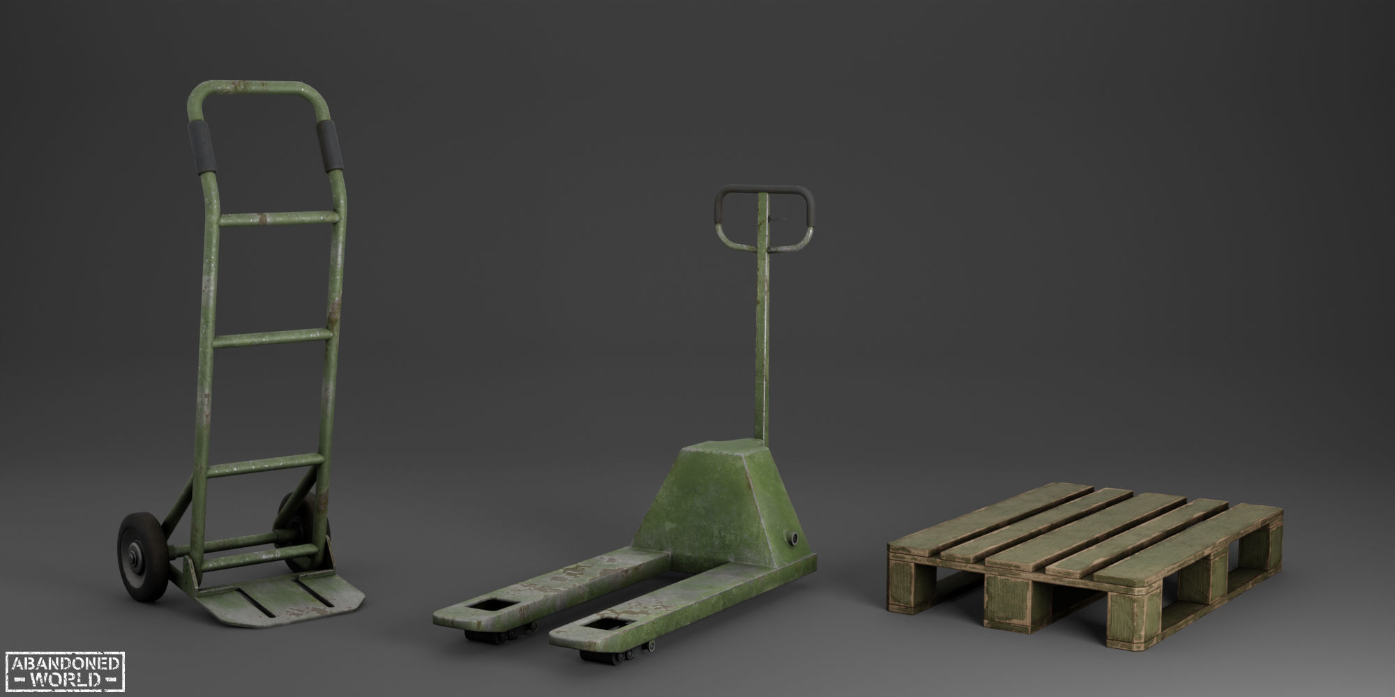 Pallet Jack and Warehouse Equipment Low-poly 3D model_3