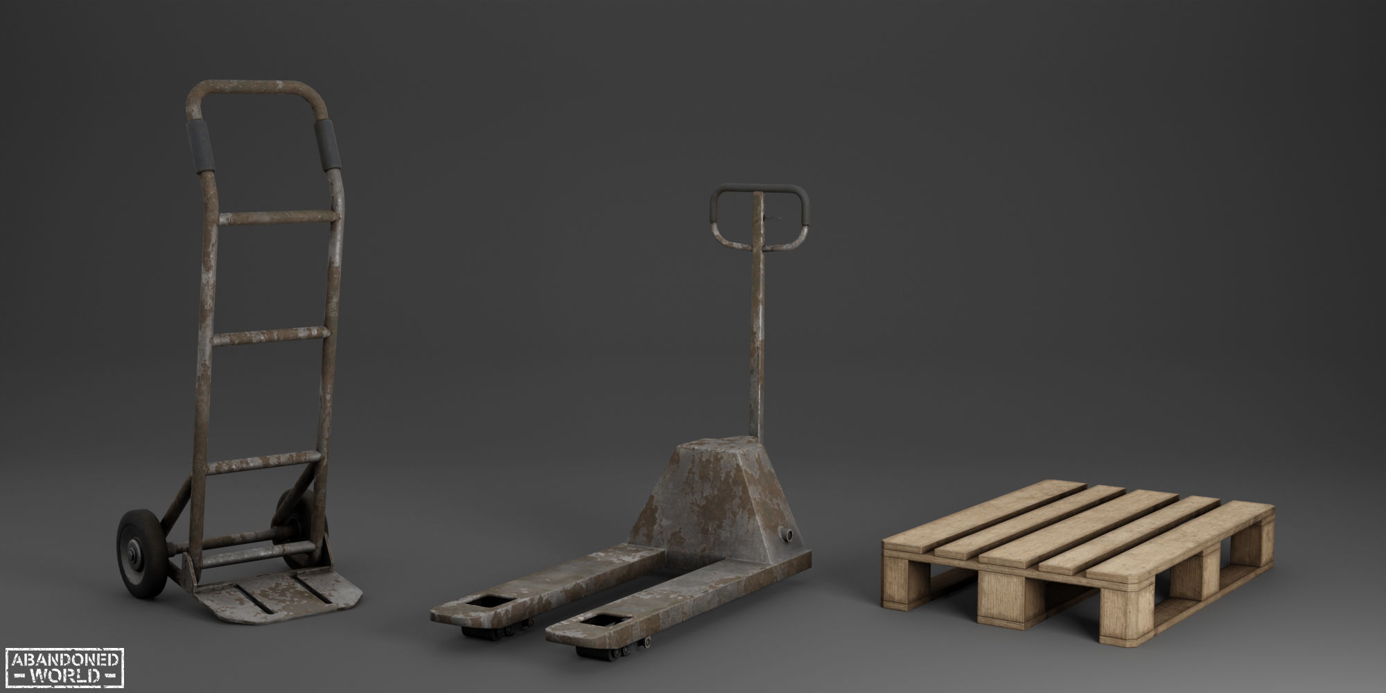 Pallet Jack and Warehouse Equipment Low-poly 3D model_5