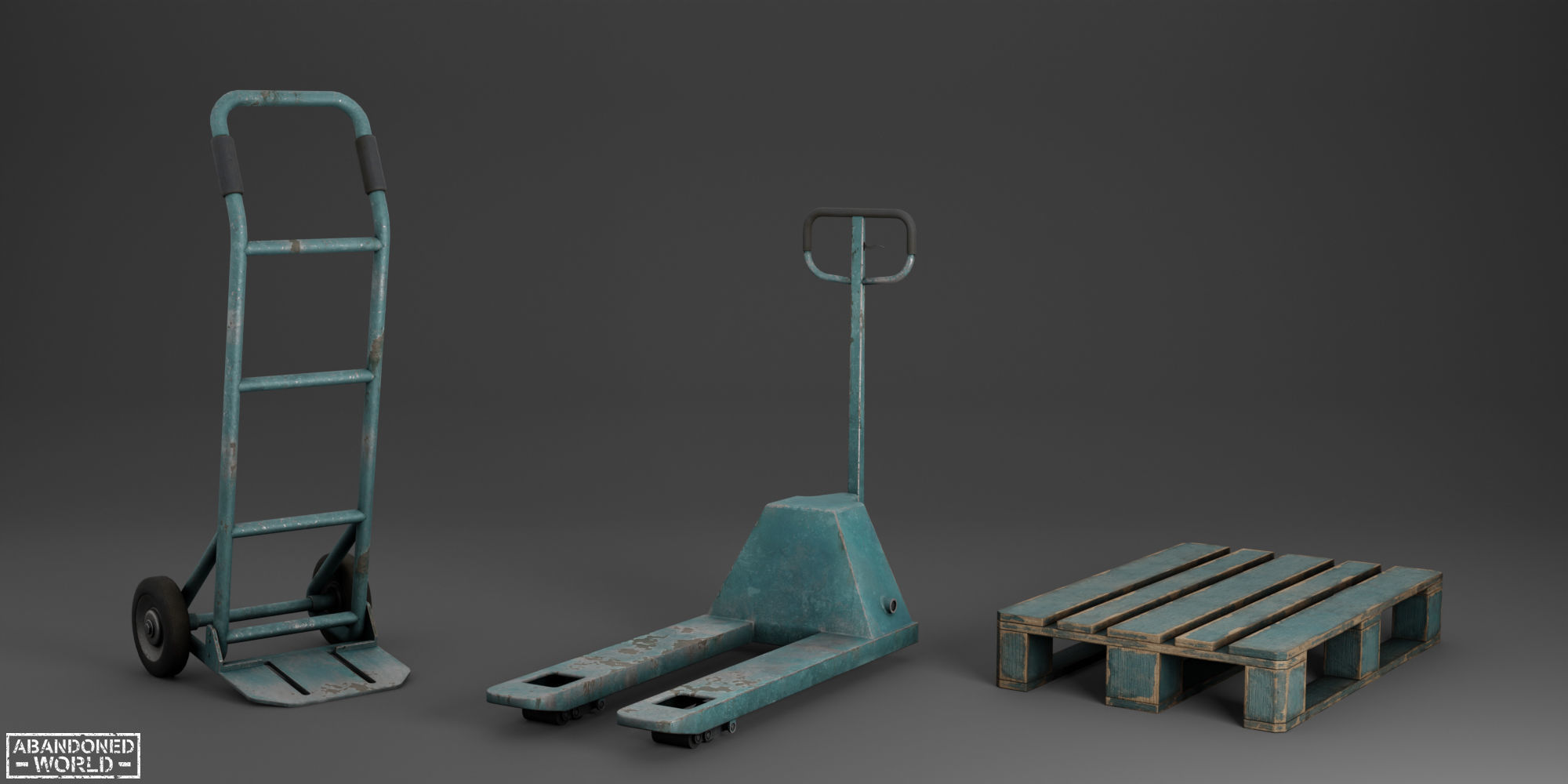 Pallet Jack and Warehouse Equipment Low-poly 3D model_4