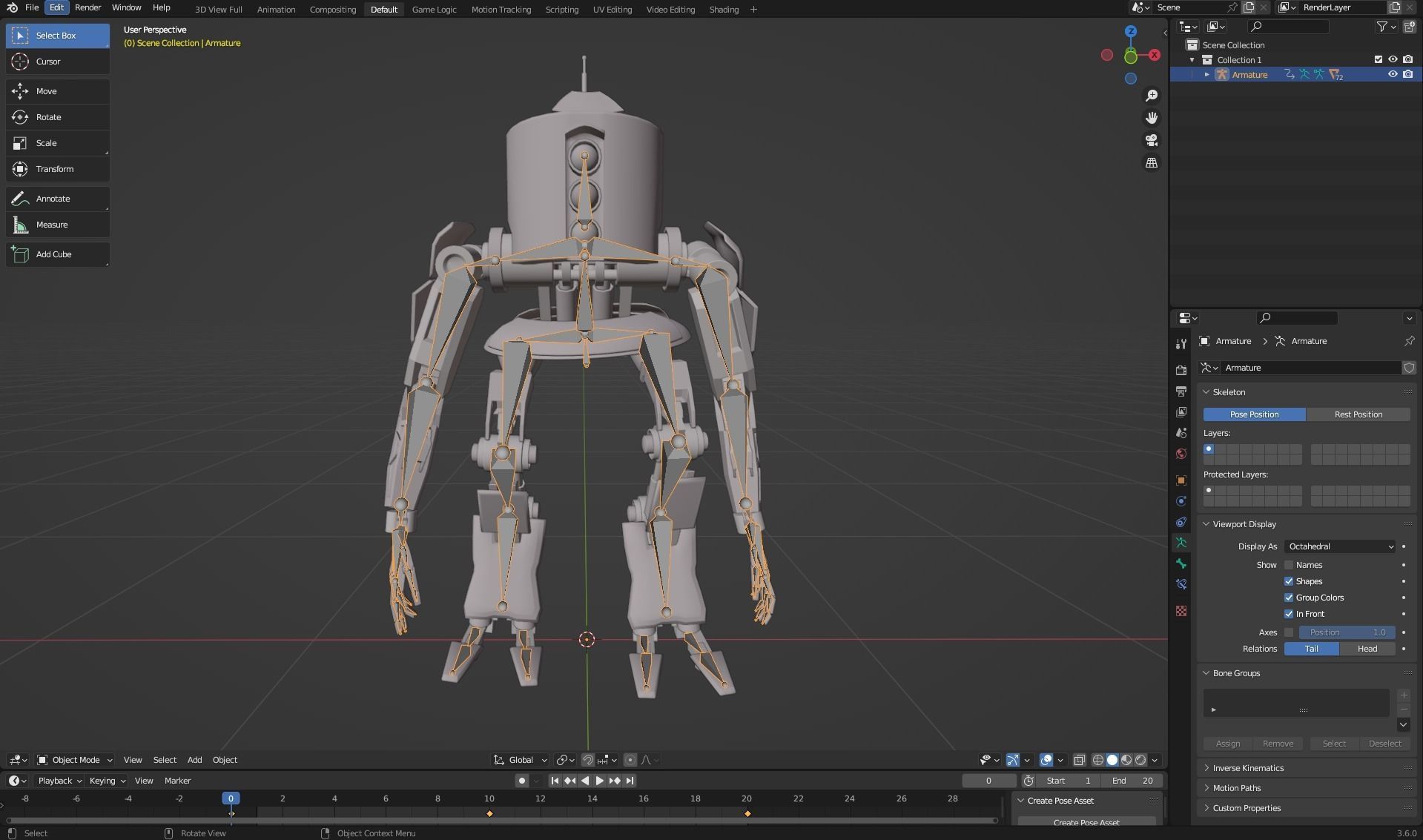 Robot Worker Low-poly 3D model_14