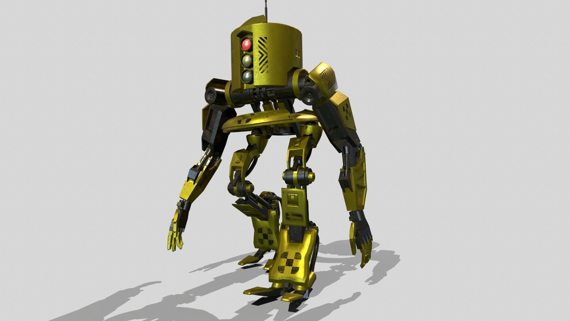 Robot Worker Low-poly 3D model_9