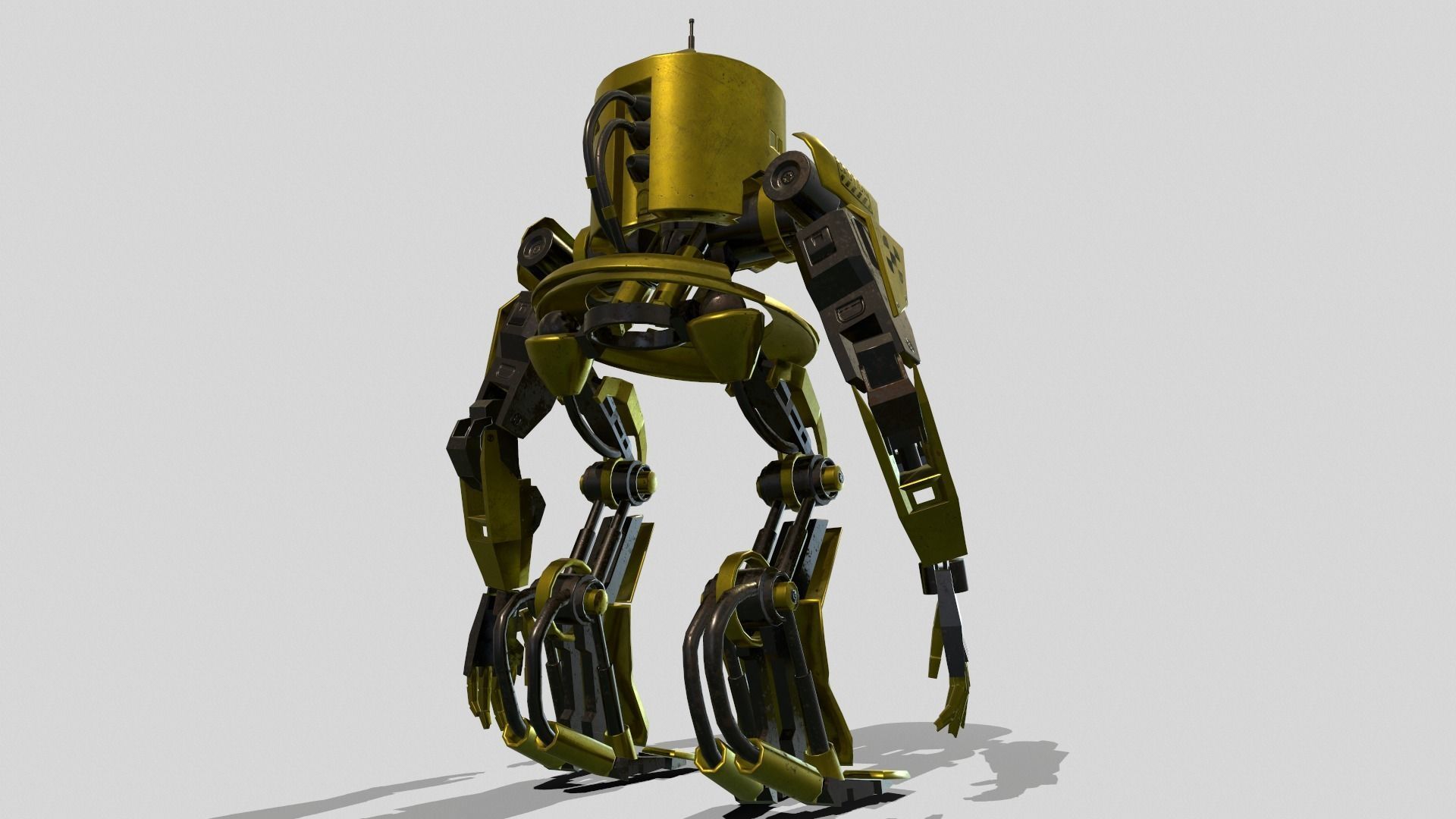 Robot Worker Low-poly 3D model_5