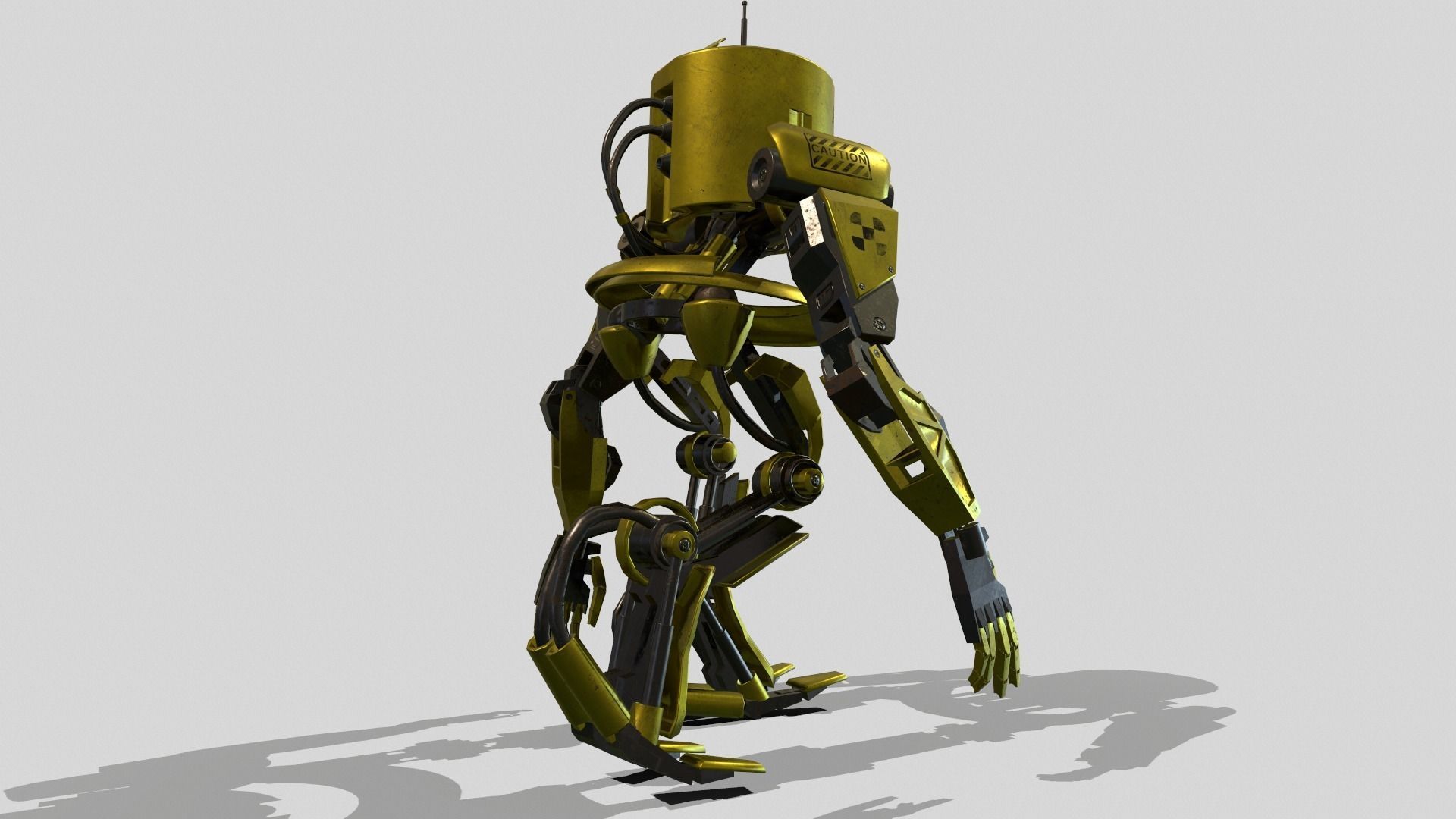 Robot Worker Low-poly 3D model_10