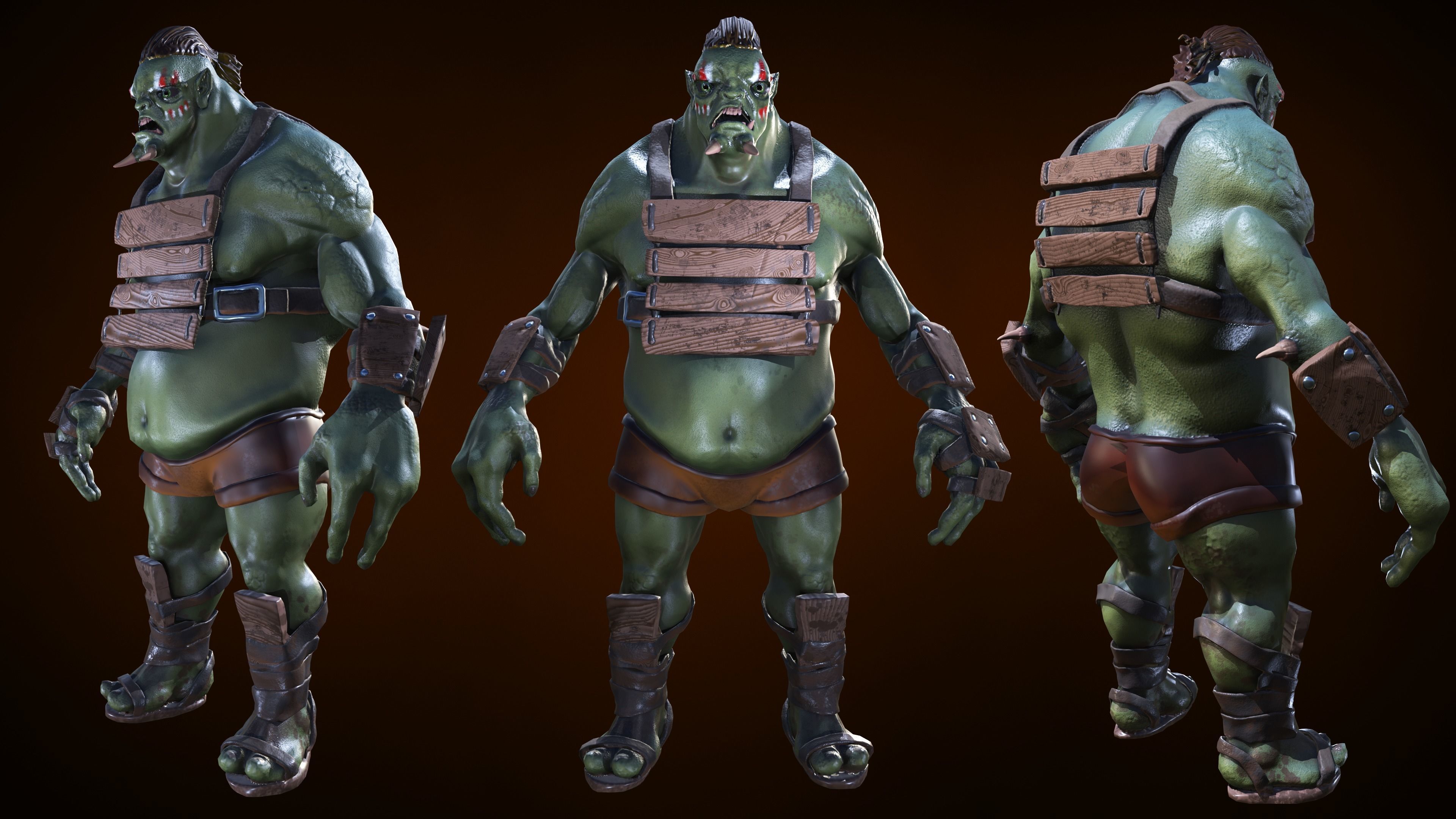 Angry orc Low-poly 3D model_2